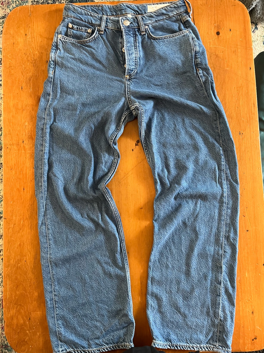 Rag & Bone Logan Bestselling Wide Leg Mid-Rise Featherweight Denim Blue Jeans
